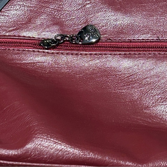 NWOT Jingpin Burgundy Red Faux Leather Handbag Silver Hardware Maroon Purse - Picture 2 of 10